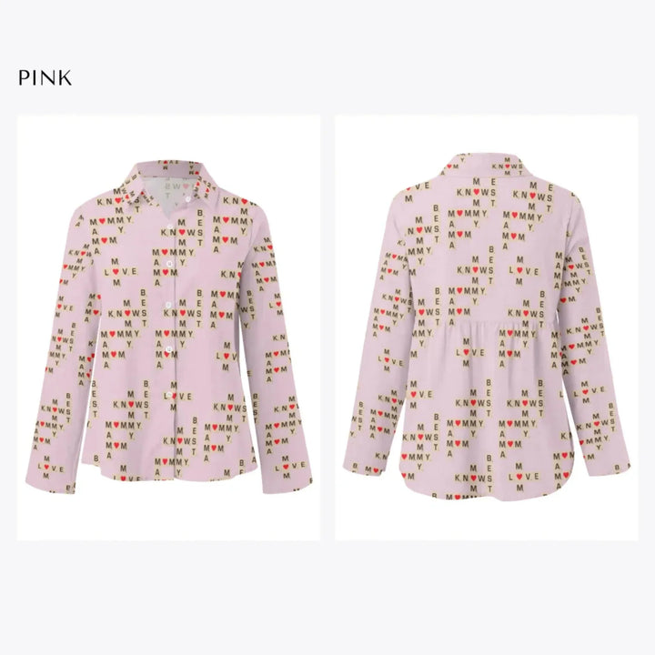 Women's-Linen-Shirt-Mom-Knows-Best-Word-Tile-pink-artfulane