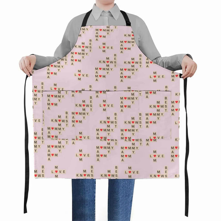Apron-with-Pocket-Mom-Knows-Best-Word-Tile-in-pink-artfulane