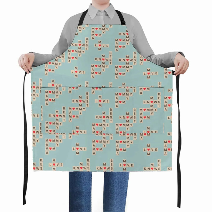 Apron-with-Pocket-Mom-Knows-Best-Word-Tile-in-teal-artfulane