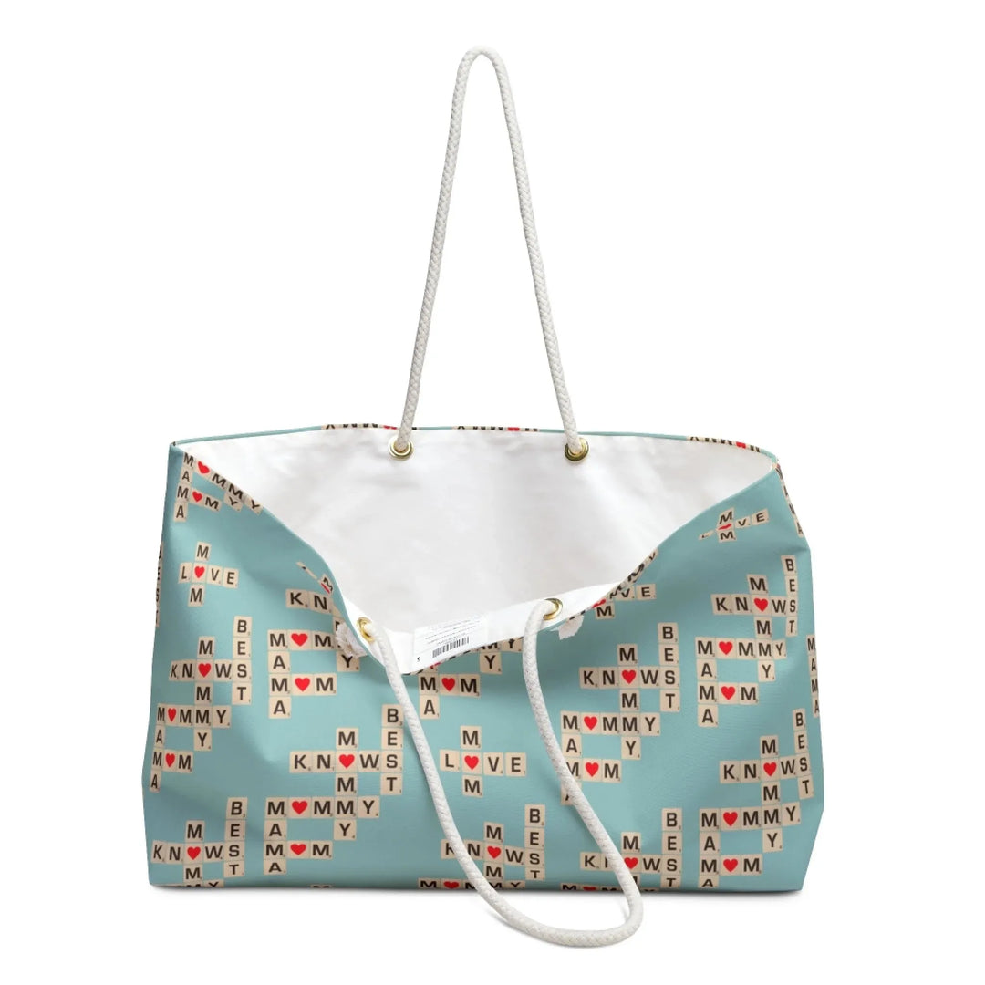 Custom-weekender-tote-bag-Mom-Knows-Best-open-artfulane