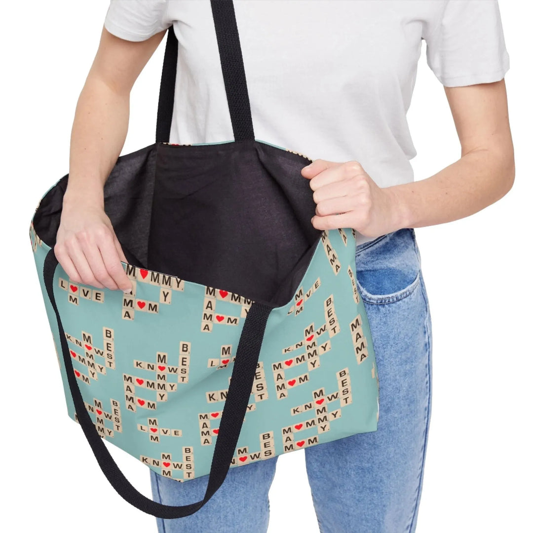 Custom-weekender-tote-bag-Mom-Knows-Best-open-artfulane