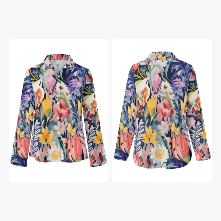 women's-linen-shirt-Wildflowers-and-Botanicals-Watercolor-Florals-artfulane