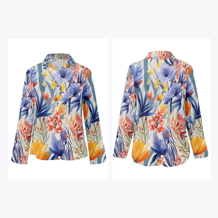 women's-linen-shirt-Wildflowers-and-Botanicals-Watercolor-Florals-artfulane