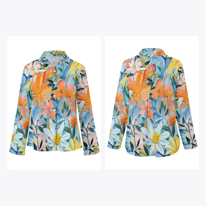 women's-linen-shirt-Wildflowers-and-Botanicals-Watercolor-Florals-artfulane