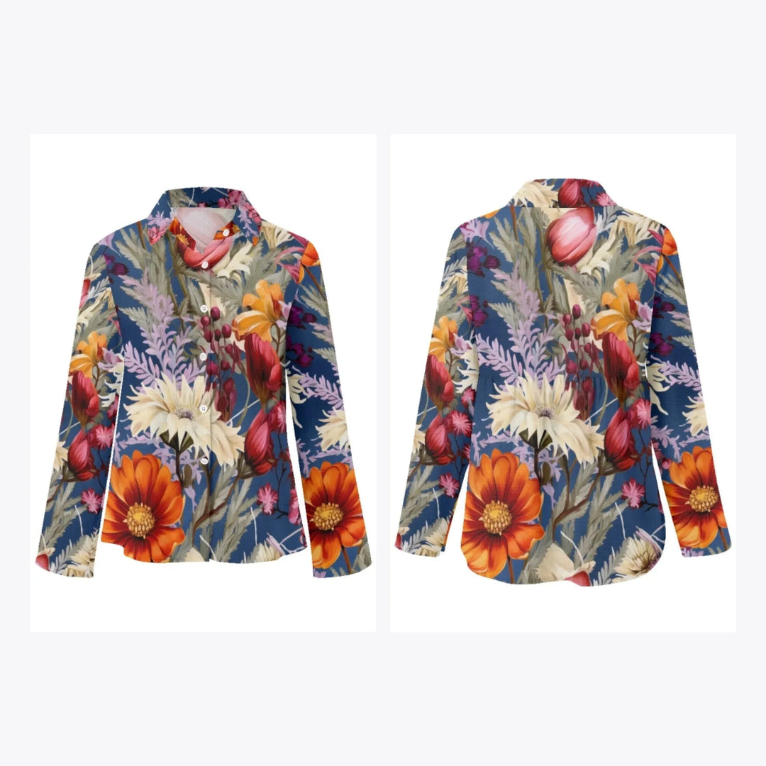 women's-linen-shirt-Boho-and-Natural-Wildflowers-and-Botanicals-Watercolor-Florals-artfulane