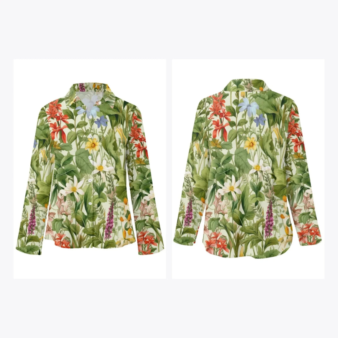 women's-linen-shirt-Boho-and-Natural-Wildflowers-and-Botanicals-Watercolor-Florals-artfulane