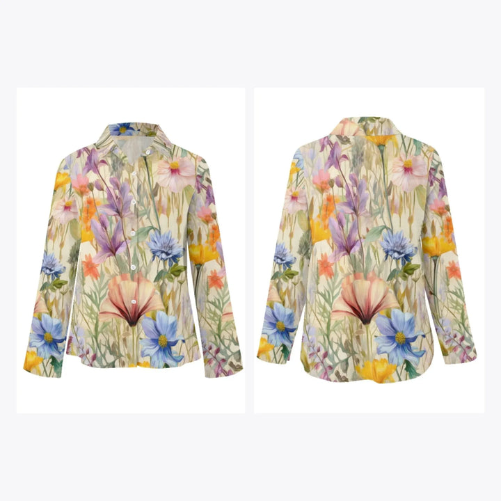 women's-linen-shirt-Boho-and-Natural-Wildflowers-and-Botanicals-Watercolor-Florals-artfulane