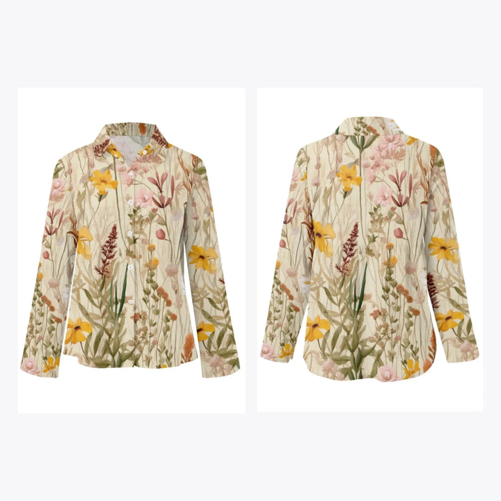 women's-linen-shirt-Boho-and-Natural-Wildflowers-and-Botanicals-Watercolor-Florals-artfulane