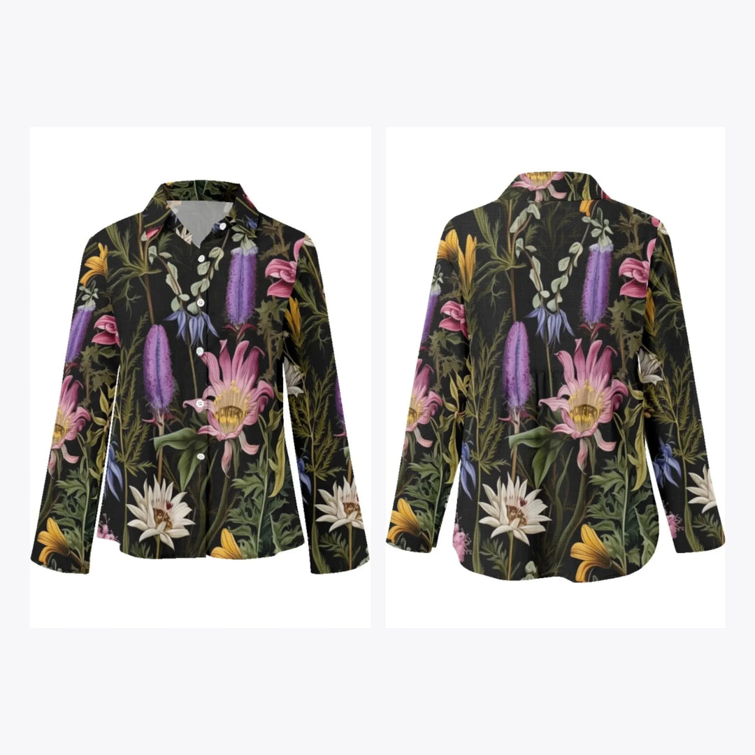 women's-linen-shirt-Boho-and-Natural-Wildflowers-and-Botanicals-Herbarium-Style-artfulane