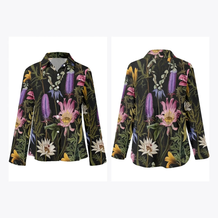 women's-linen-shirt-Boho-and-Natural-Wildflowers-and-Botanicals-Herbarium-Style-artfulane