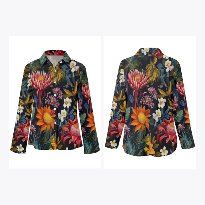 women's-linen-shirt-Boho-and-Natural-Wildflowers-and-Botanicals-Herbarium-Style-artfulane
