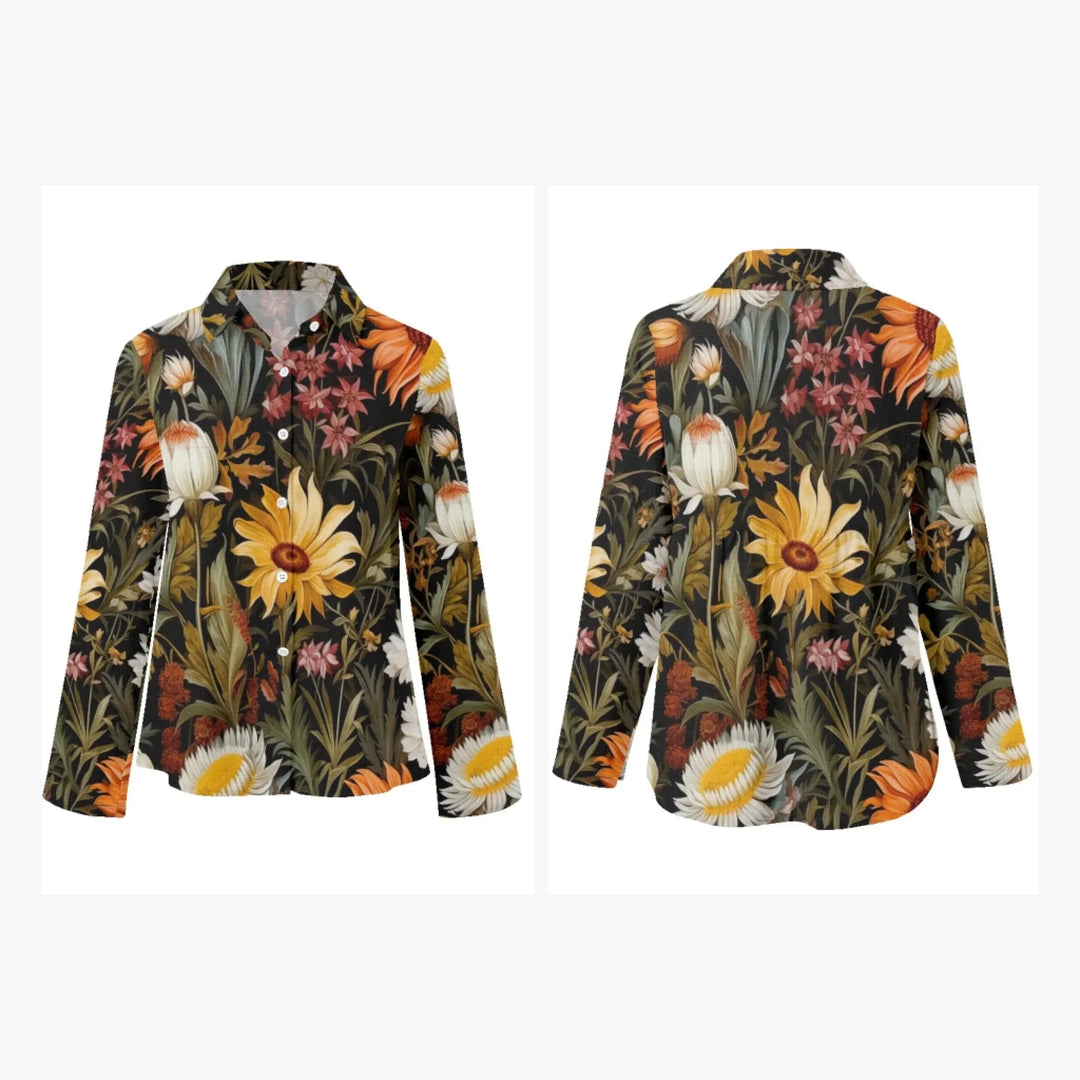 women's-linen-shirt-Boho-and-Natural-Wildflowers-and-Botanicals-Herbarium-Style-artfulane