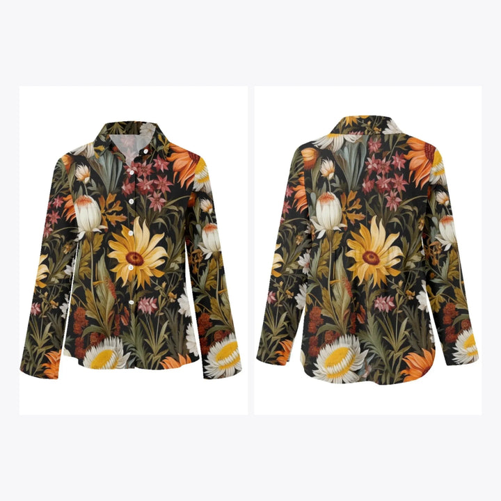 women's-linen-shirt-Boho-and-Natural-Wildflowers-and-Botanicals-Herbarium-Style-artfulane