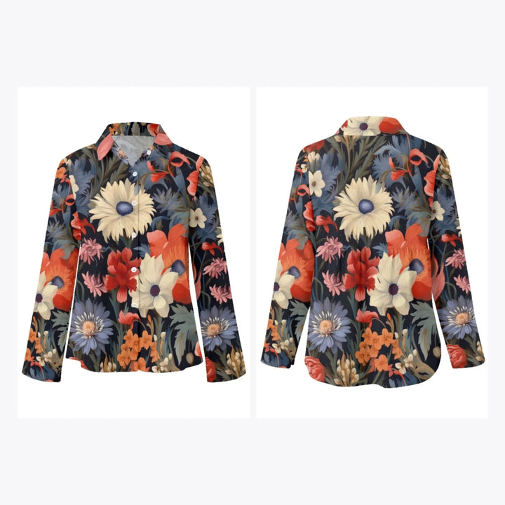 women's-linen-shirt-Boho-and-Natural-Wildflowers-and-Botanicals-Vintage-Florals-artfulane
