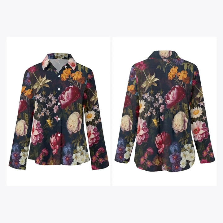 women's-linen-shirt-Boho-and-Natural-Wildflowers-and-Botanicals-Vintage-Florals-artfulane
