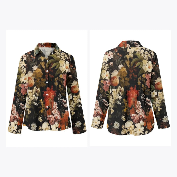 women's-linen-shirt-Boho-and-Natural-Wildflowers-and-Botanicals-Vintage-Florals-artfulane