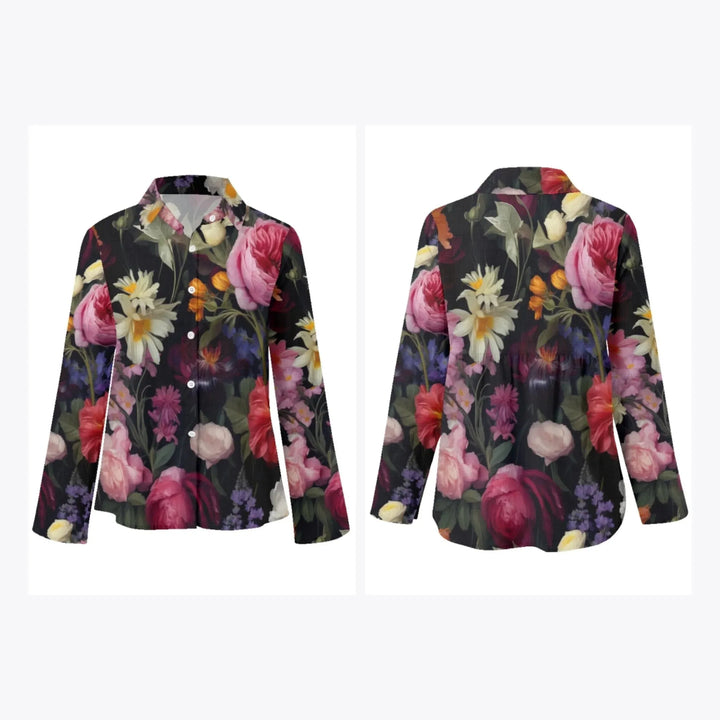 women's-linen-shirt-Boho-and-Natural-Wildflowers-and-Botanicals-Vintage-Florals-artfulane