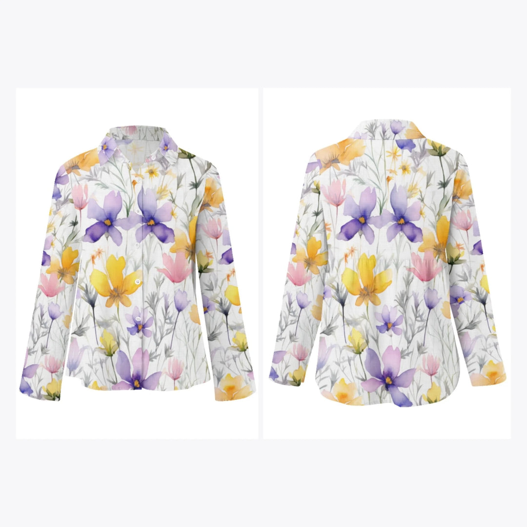 women's-linen-shirt-floral-watercolor-loose-wildflowers-artfulane