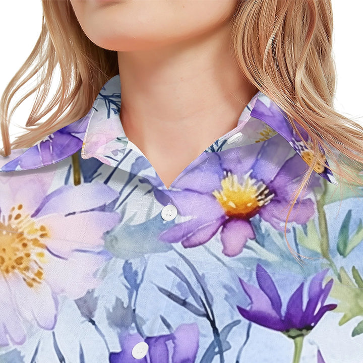 women's-linen-shirt-close-up-floral-watercolor-loose-wildflowers-artfulane