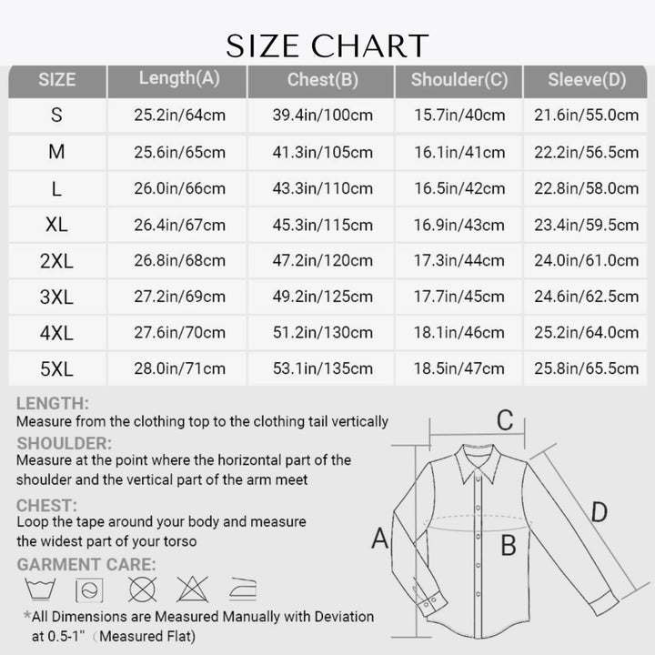 women's-linen-shirt-size-chart-floral-watercolor-loose-wildflowers-artfulane
