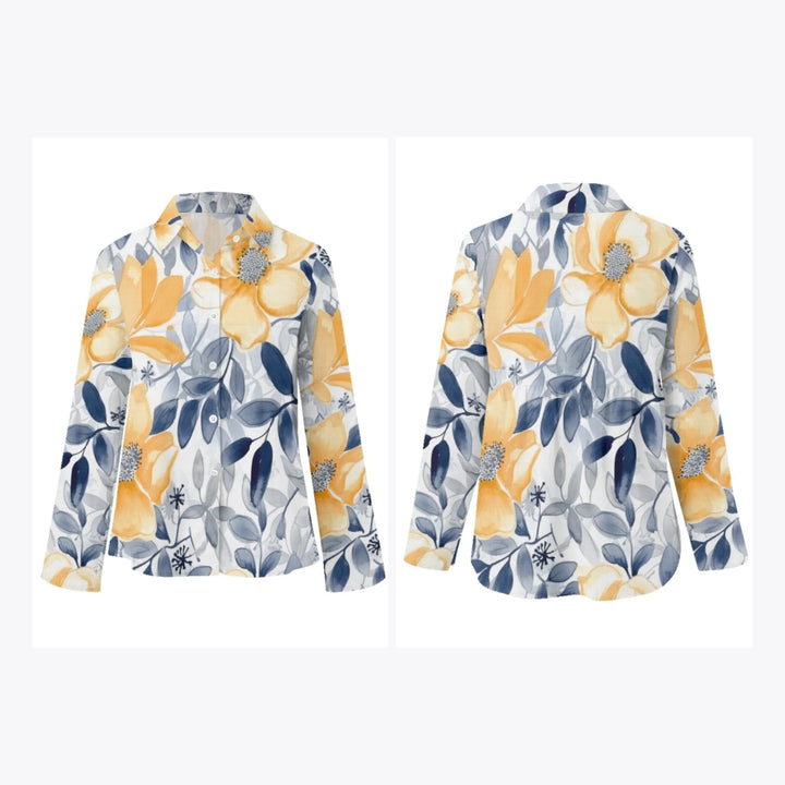 women's-linen-shirt-floral-watercolor-monochromatic-wildflowers-artfulane