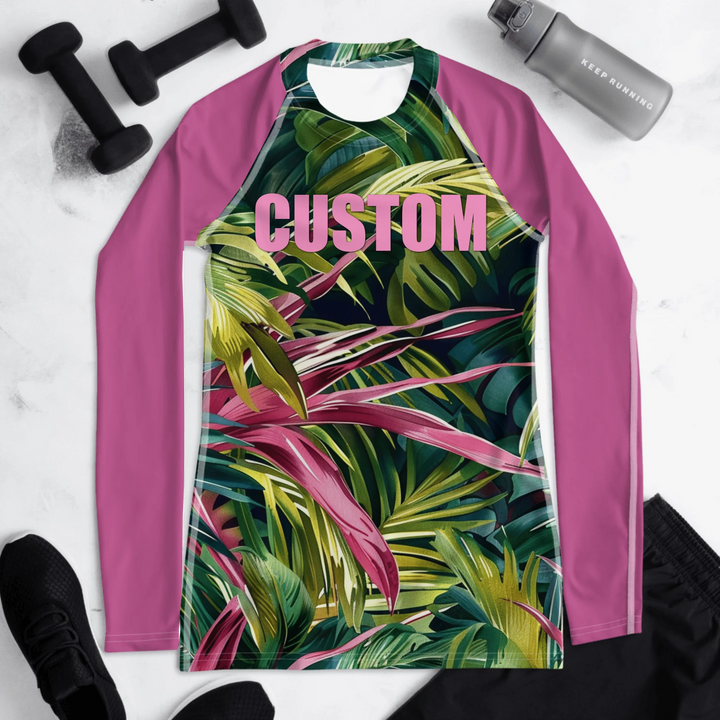 Custom Tropical Leaves Rash Guard - ART-RGD326