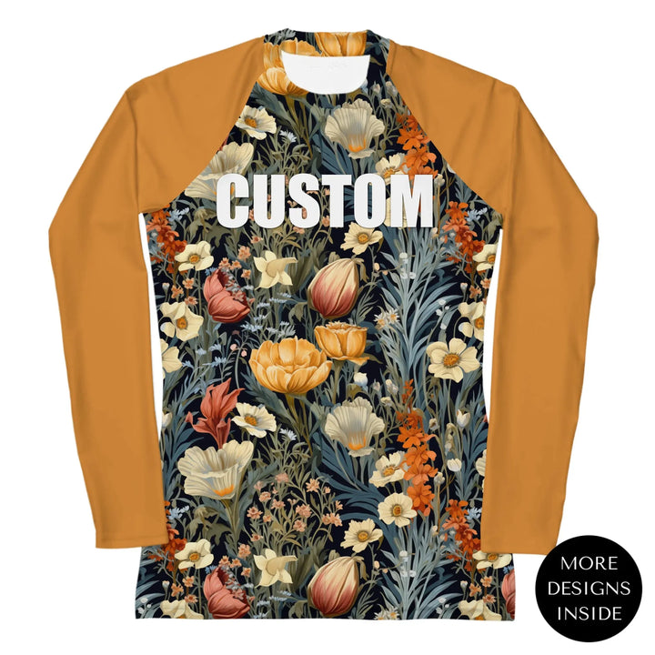 Benutzerdefinierte Wildblumen &amp; Botanicals Rash Guard - Vintage Florals