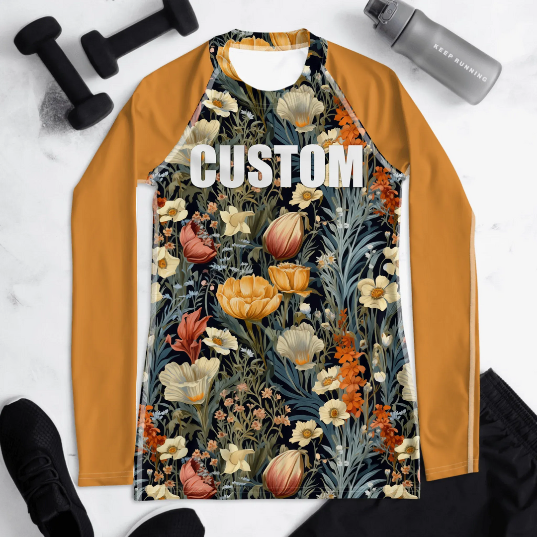 Benutzerdefinierte Wildblumen &amp; Botanicals Rash Guard - Vintage Florals