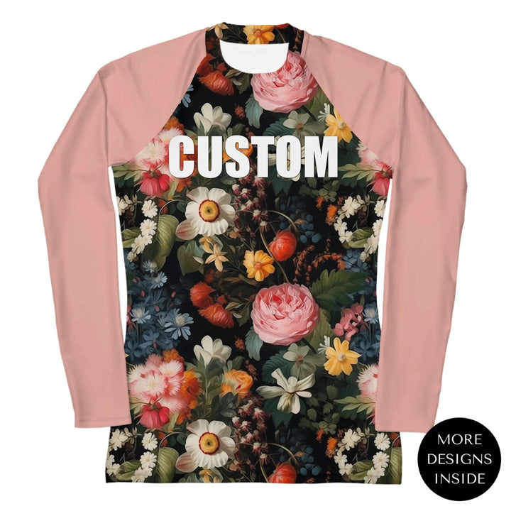 Benutzerdefinierte Wildblumen &amp; Botanicals Rash Guard - Vintage Florals