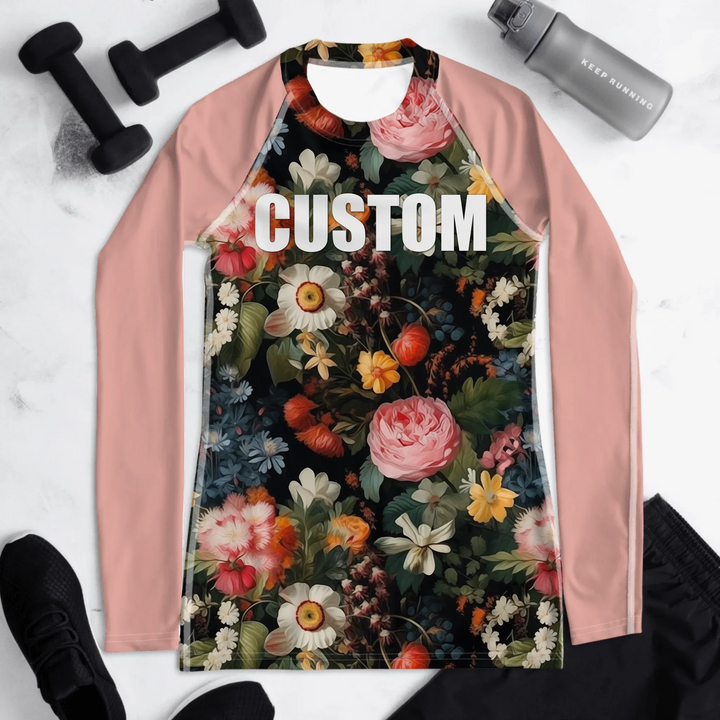 Benutzerdefinierte Wildblumen &amp; Botanicals Rash Guard - Vintage Florals