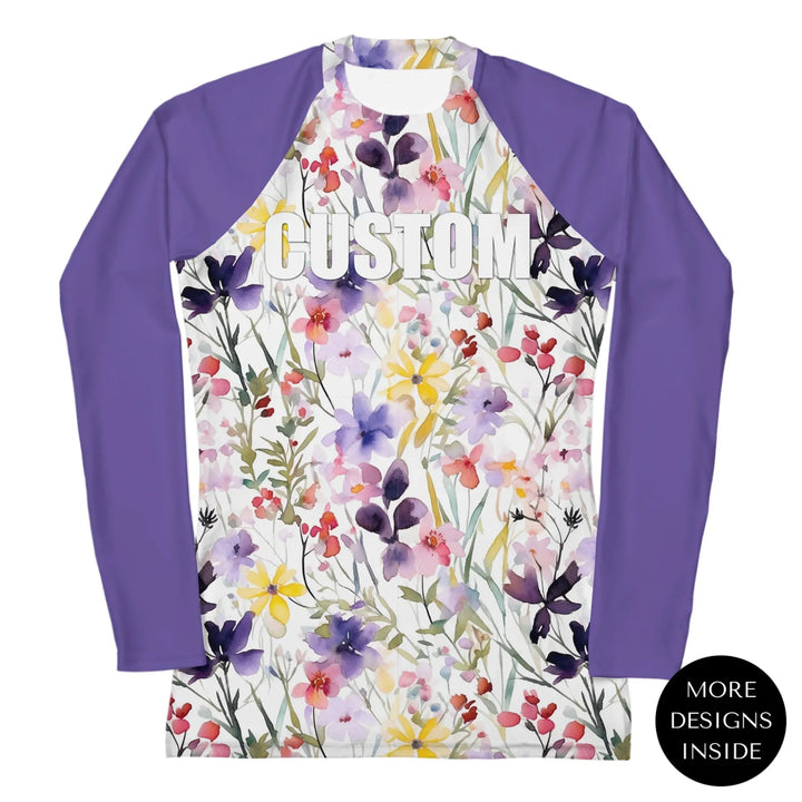Custom Floral Watercolor Rash Guard - Loose Wildflowers