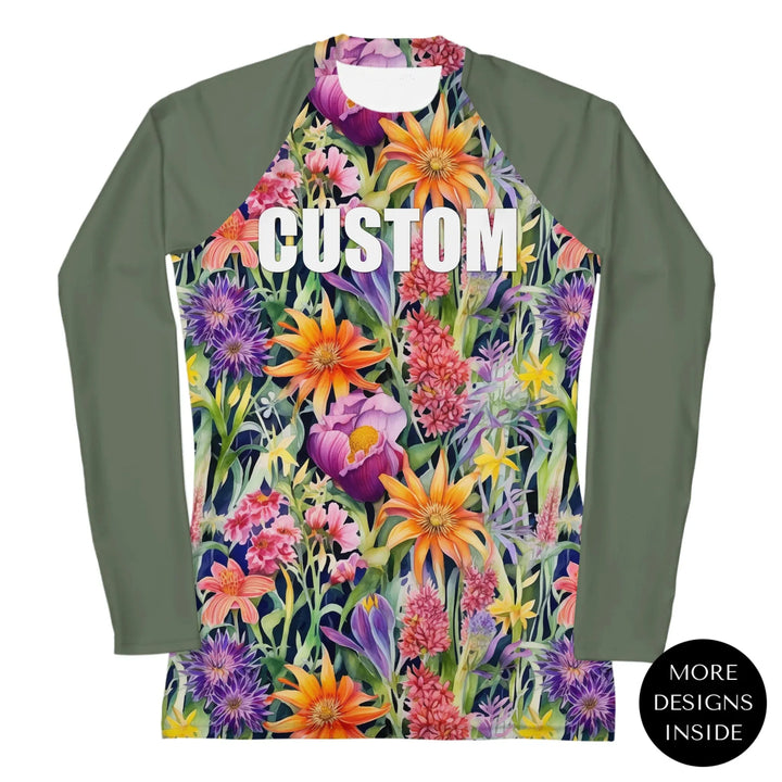 Custom Floral Watercolor Rash Guard - Loose Wildflowers