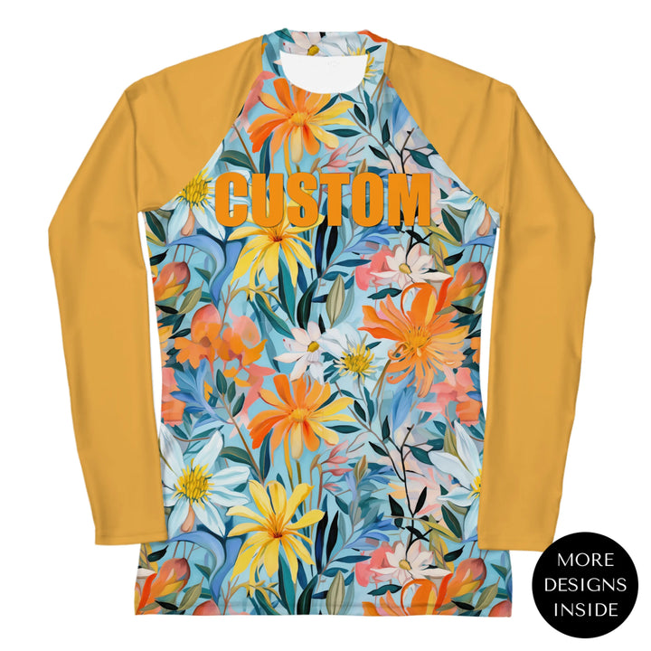 Custom Wildflowers & Botanicals Rash Guard - Watercolor Florals