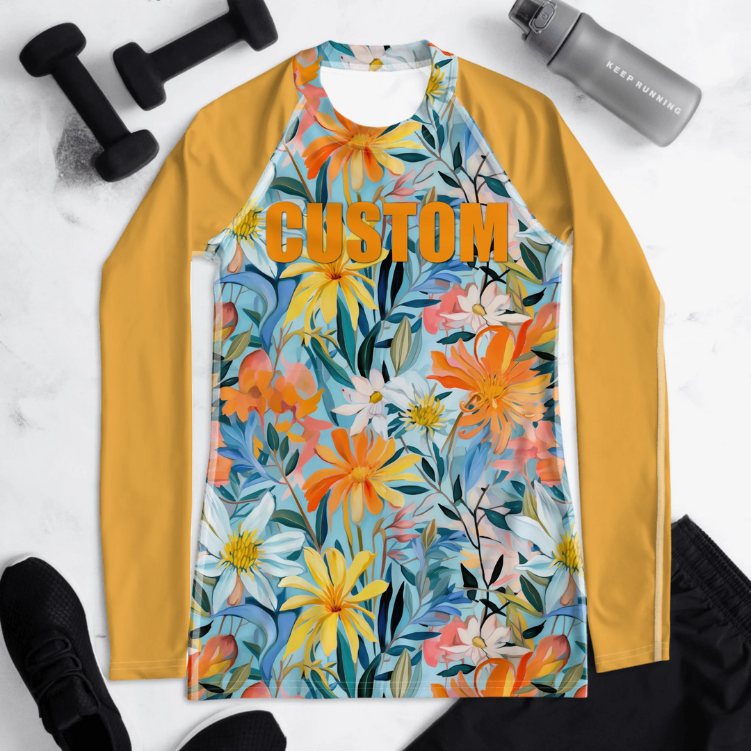 Custom Wildflowers & Botanicals Rash Guard - Watercolor Florals