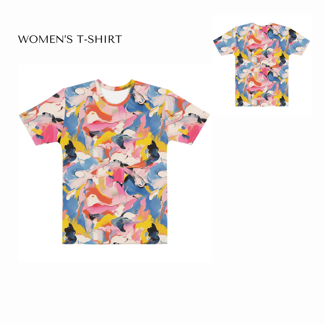 Custom-Modern-Abstract-T-Shirt-Textured-Abstract-all-over-print-womens-crew-neck-t-shirt-front-and-back-artfulane