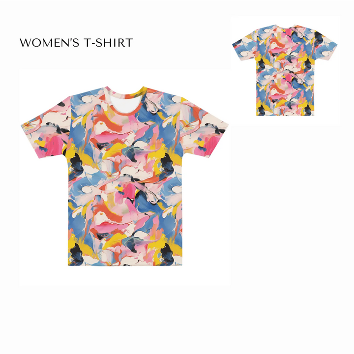 Custom-Modern-Abstract-T-Shirt-Textured-Abstract-all-over-print-womens-crew-neck-t-shirt-front-and-back-artfulane