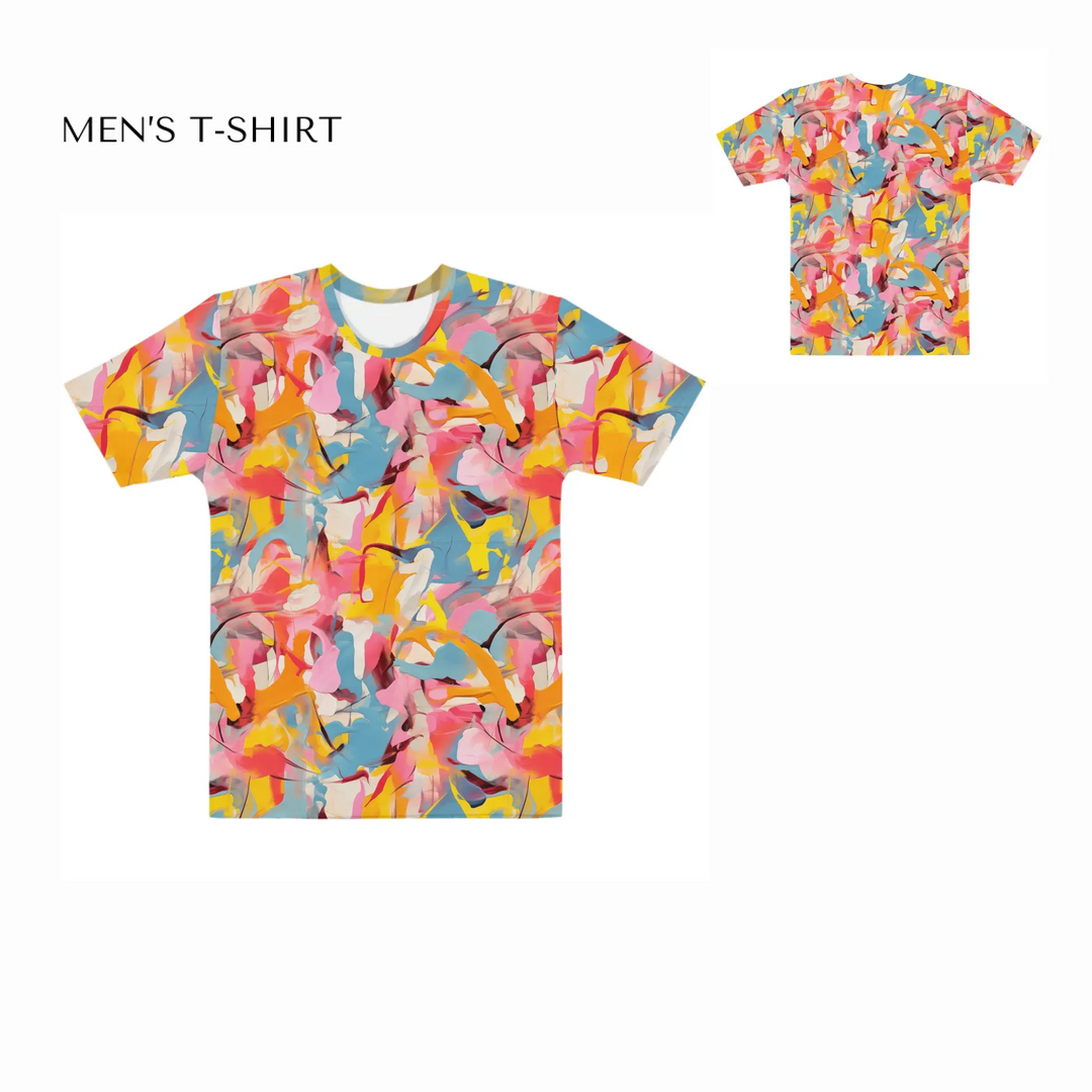 Custom-Modern-Abstract-T-Shirt-Textured-Abstract-all-over-print-mens-crew-neck-t-shirt-front-and-back-artfulane