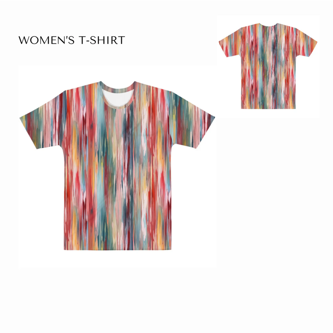 Custom-Modern-Abstract-T-Shirt-Textured-Abstract-all-over-print-womens-crew-neck-t-shirt-front-and-back-artfulane