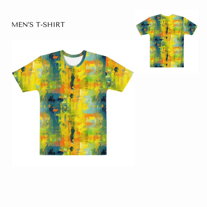 Custom-Modern-Abstract-T-Shirt-Textured-Abstract-all-over-print-mens-crew-neck-t-shirt-front-and-back-artfulane