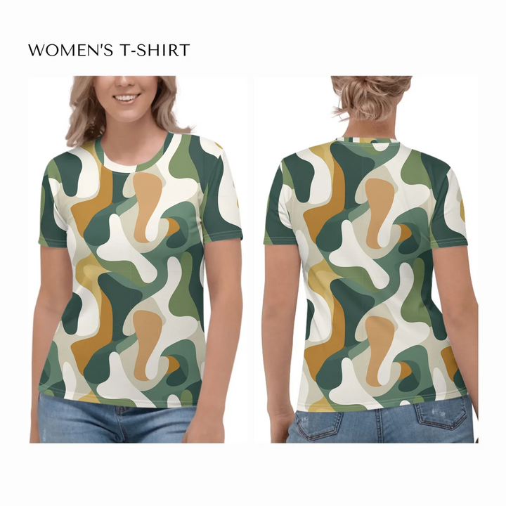 all-over-print-womens-crew-neck-t-shirt-on model-front-and-back-artfulane