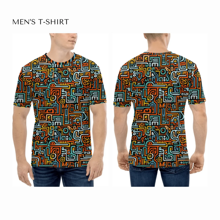 all-over-print-mens-crew-neck-t-shirt-on-model-front-and-back-artfulane