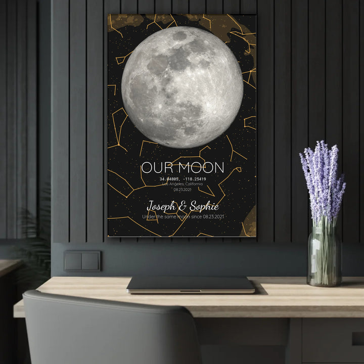 Custom-Moon-Phase-and-Star-Map-Wall-Art-artfulane- 24x36 acrylic print french cleat context