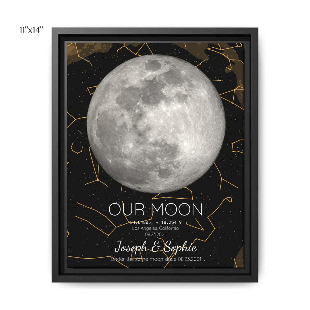 Custom-Moon-Phase-and-Star-Map-Wall-Art-11x14 framed canvas-artfulane