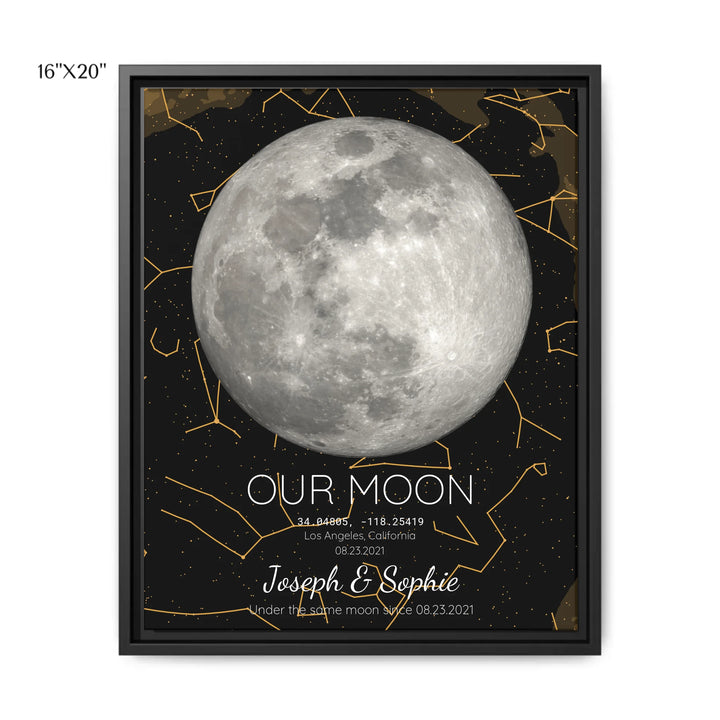 Custom-Moon-Phase-and-Star-Map-Wall-Art-16x20 framed canvas-artfulane