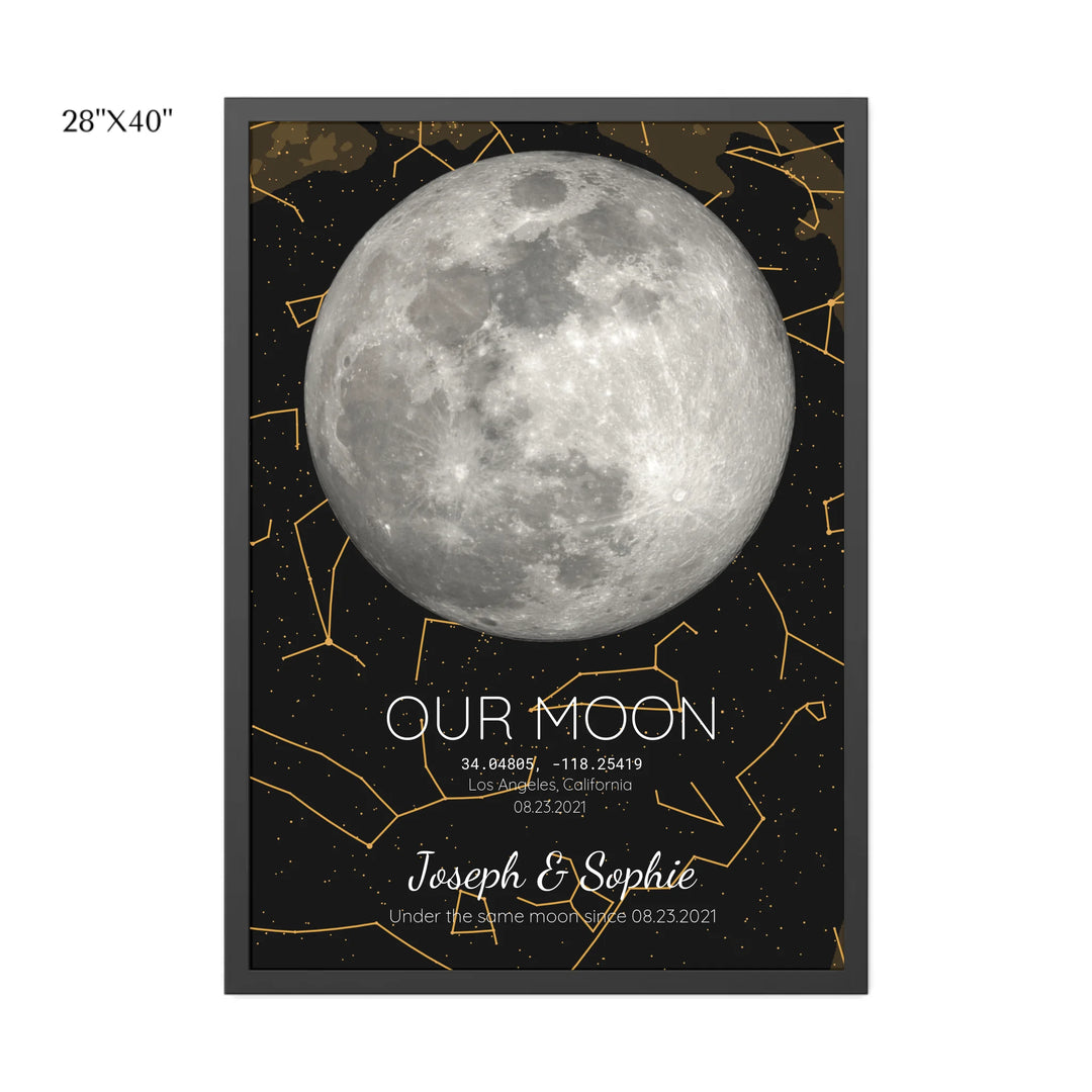 Custom-Moon-Phase-and-Star-Map-Wall-Art-28x40 framed poster-artfulane