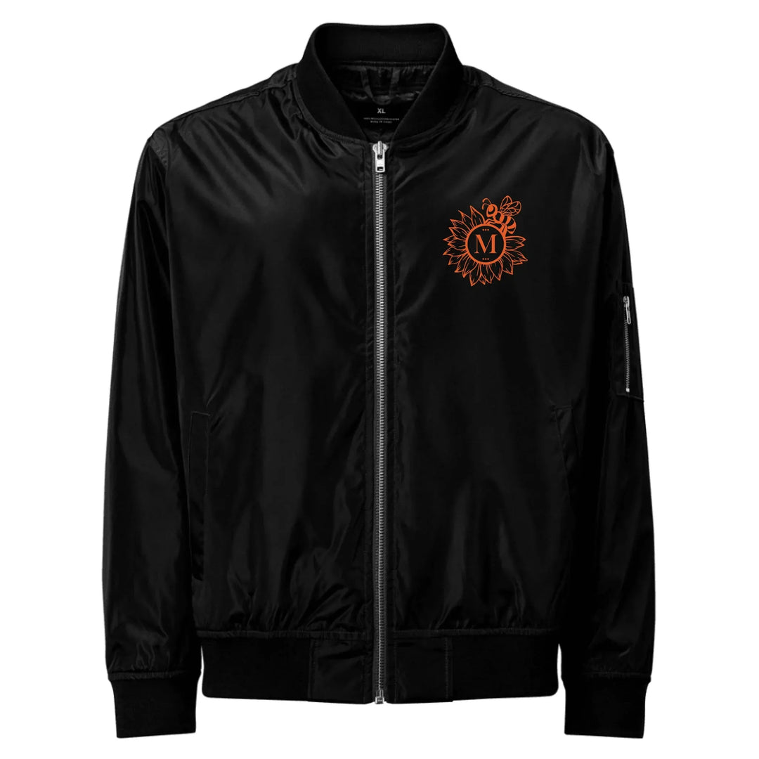 Custom Embroidered Sunflower Bee Initial Jacket - ART-JKT268