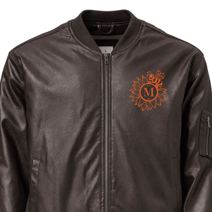 Custom Embroidered Sunflower Bee Initial Jacket - ART-JKT268