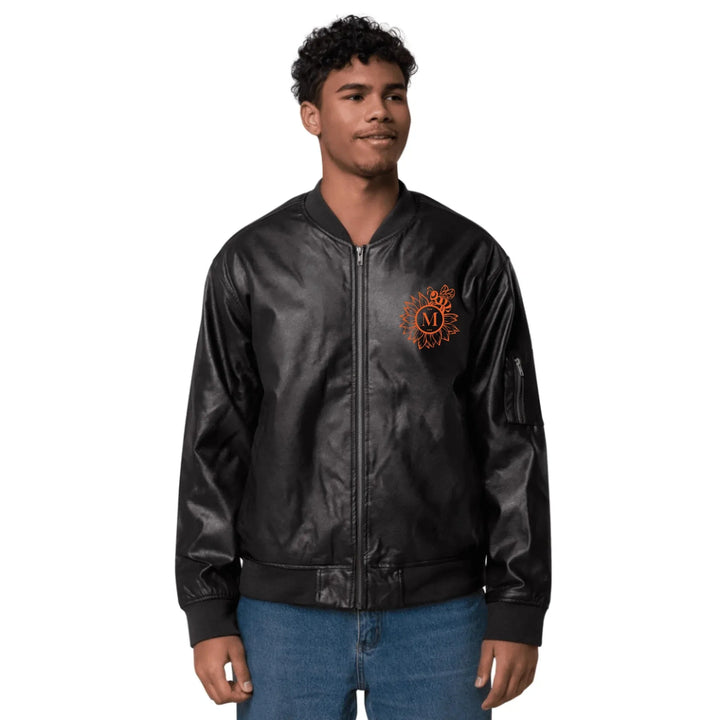 Custom Embroidered Sunflower Bee Initial Jacket - ART-JKT268