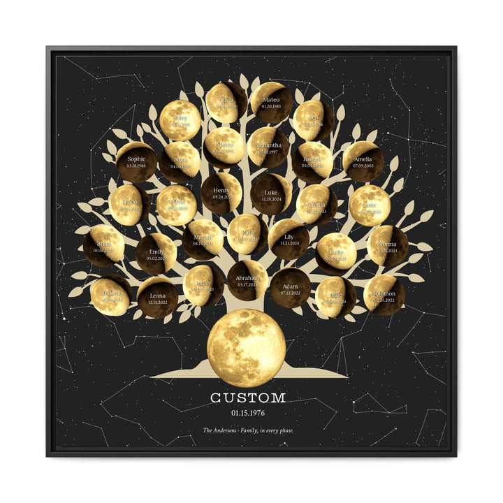 Custom-Golden-Moon-Phase-Family-Tree-Wall-Art-ARTFULANE-32x32 framed canvas