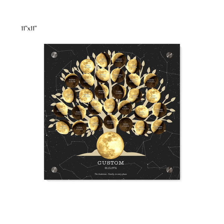 Custom-Golden-Moon-Phase-Family-Tree-Wall-Art-ARTFULANE-11x11 acrylic panel print